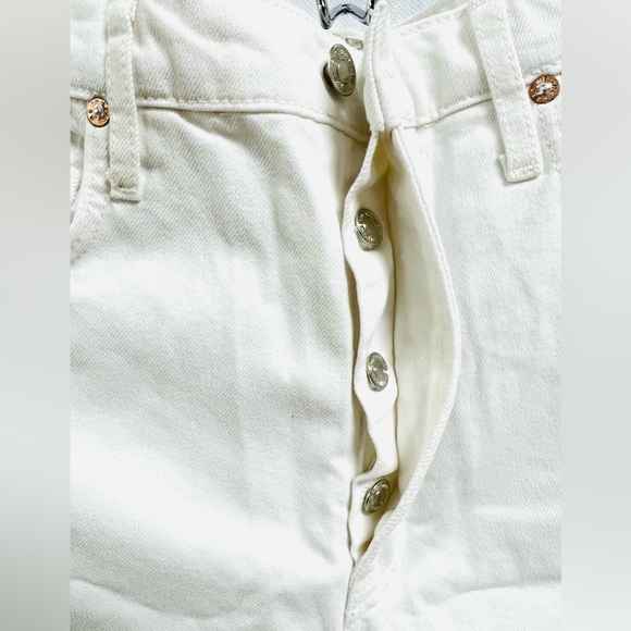 Free People We The Free Tapered Baggy Boyfriend Jeans Distressed White Size 32 - Picture 12 of 13